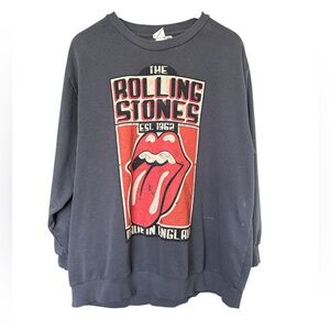 H&M Rolling Stones Tongue Graphic Sweatshirt XL Charcoal Gray Vintage Style Band